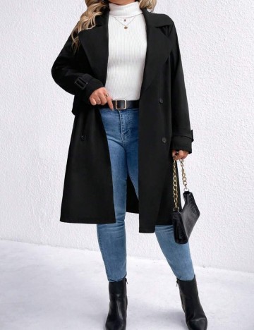 Trench Shein Curve+, negru