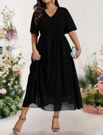 Rochie midi Shein Curve+, negru
