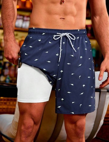 Pantaloni de plajă MANFINITY by Shein, bleumarin