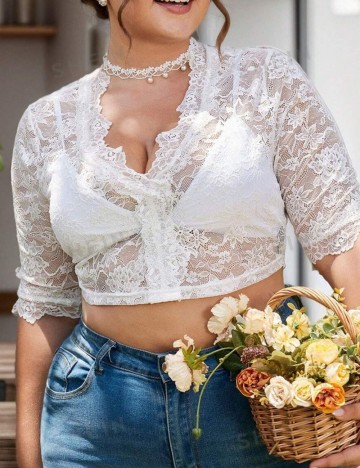 Top Shein Curve+, alb