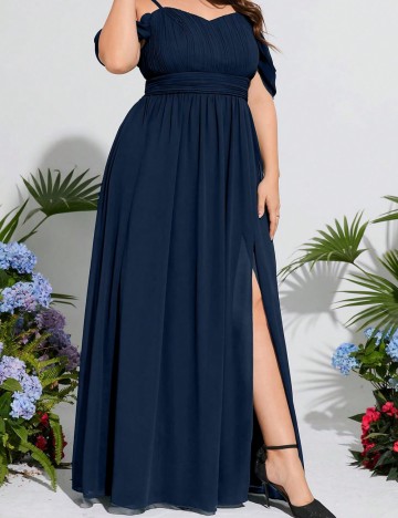 Rochie maxi Shein Curve+, bleumarin