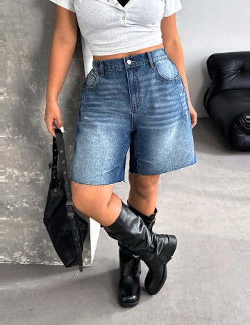 Pantaloni scurți de blugi Shein Curve+, albastru