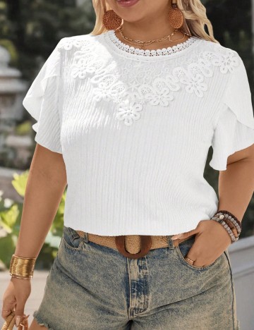 Tricou Shein Curve+, alb