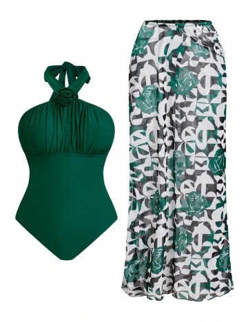 Set costum de baie și fustă Shein, mix culori