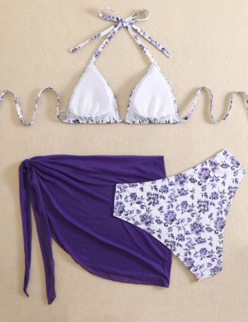 Set costum de baie și fustă Shein Curve+, mix culori