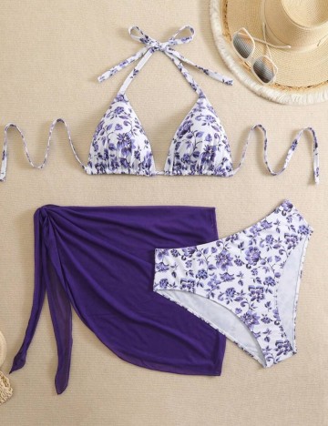 Set costum de baie și fustă Shein Curve+, mix culori