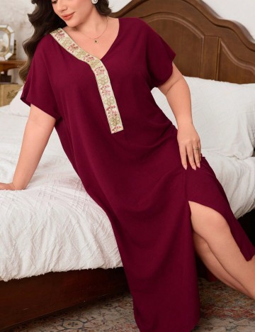 Rochie De Noapte Shein Curve+, vișiniu
