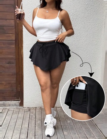 Fustă Pantalon Shein Curve+, negru