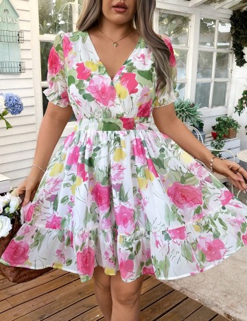 Rochie mini Shein Curve+, mix culori