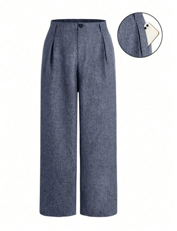 Pantaloni Shein Curve+, albastru