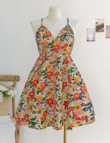 Rochie mini Shein Curve+, mix culori