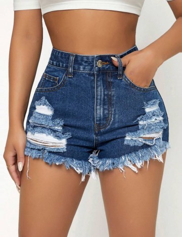 Pantaloni scurți de blugi Shein, albastru