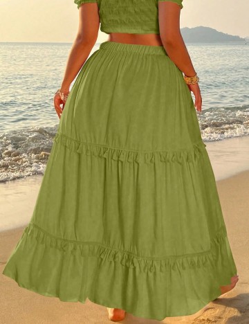 Fustă maxi Shein Curve+, verde