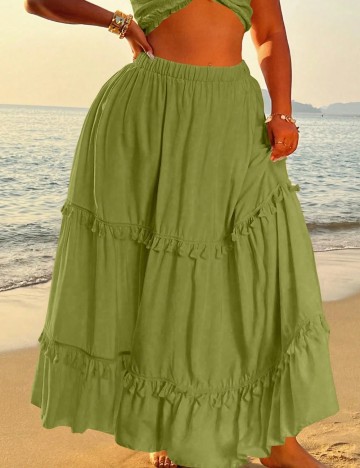 Fustă maxi Shein Curve+, verde