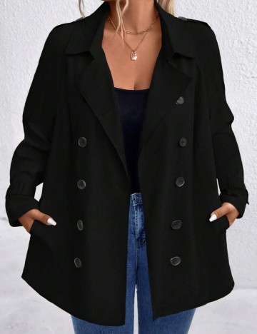 Trench scurt Shein Curve+, negru