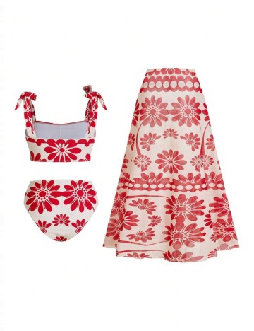 Set costum de baie și fustă Shein, mix culori