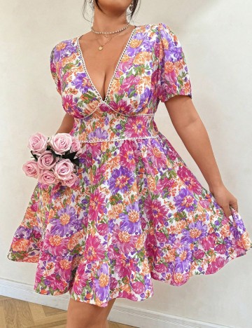 Rochie mini Shein Curve+, mix culori