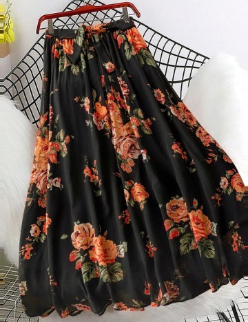 Fustă maxi Shein Curve+, mix culori