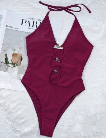 Costum de baie întreg Shein, magenta