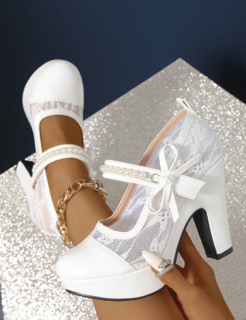 Pantofi cu toc Shein, alb