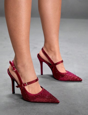 Pantofi cu toc CUCCOO by SHEIN, vișiniu