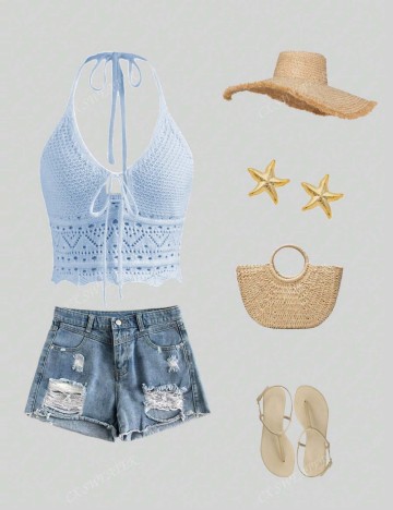 Top Shein, albastru
