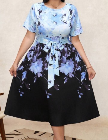 Rochie midi Shein Curve+, mix culori