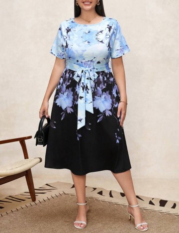 Rochie midi Shein Curve+, mix culori
