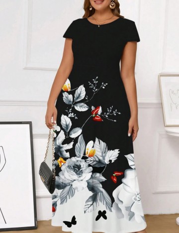 Rochie midi Shein Curve+, negru
