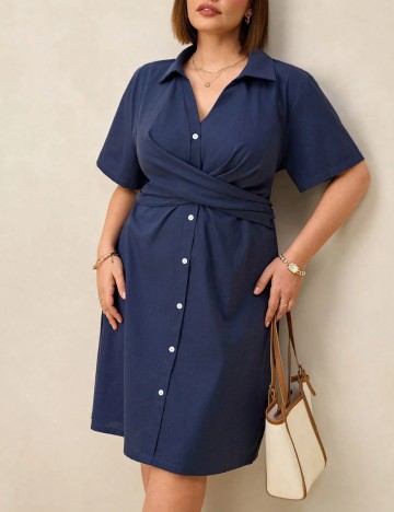 Rochie midi Shein Curve+, bleumarin