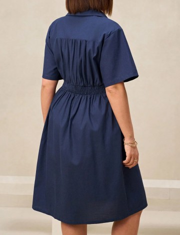 Rochie midi Shein Curve+, bleumarin