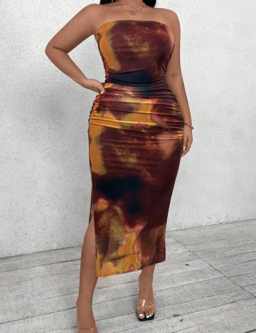 Rochie midi Shein Curve+, mix culori