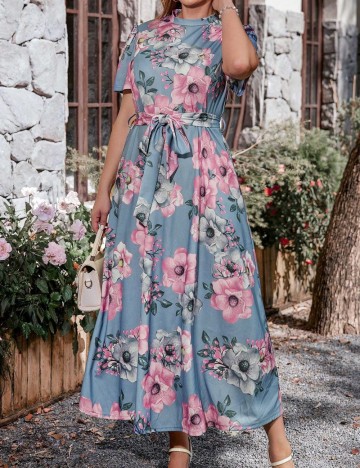 Rochie maxi Shein Curve+, mix culori