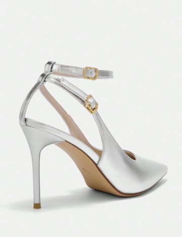 Pantofi cu toc CUCCOO by SHEIN, argintiu