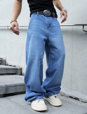 Jeans MANFINITY by Shein, albastru