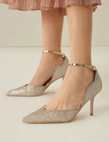 Pantofi cu toc MOTF by Shein, auriu