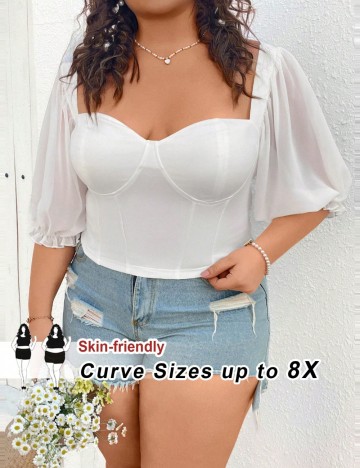 Top Shein Curve+, alb