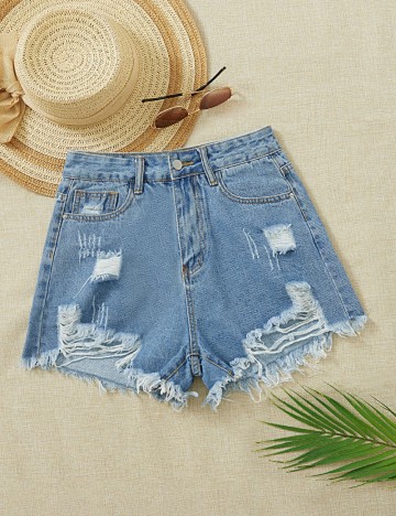 Pantaloni scurți de blugi Shein, albastru