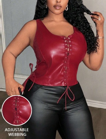 Top Shein Curve+, vișiniu