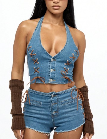 Top Shein, albastru