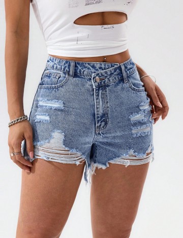 Pantaloni scurți de blugi Shein, albastru