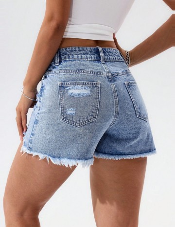 Pantaloni scurți de blugi Shein, albastru