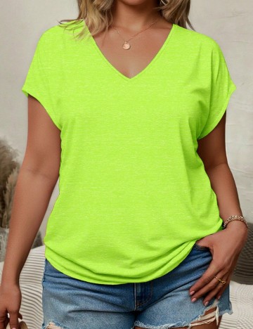 Tricou Shein Curve+, verde neon