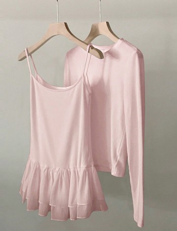 Set Bluza și Maiou Shein, roz