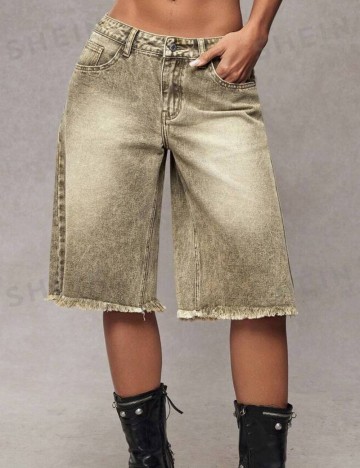 Pantaloni scurți de blugi Shein, verde