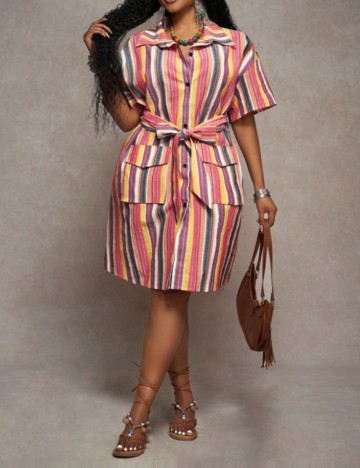 Rochie mini Shein Curve+, mix culori