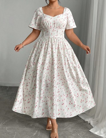 Rochie maxi Shein Curve+, alb