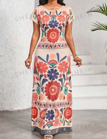 Rochie maxi Shein Curve+, mix culori