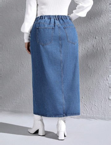 Fustă maxi Shein Curve+, albastru