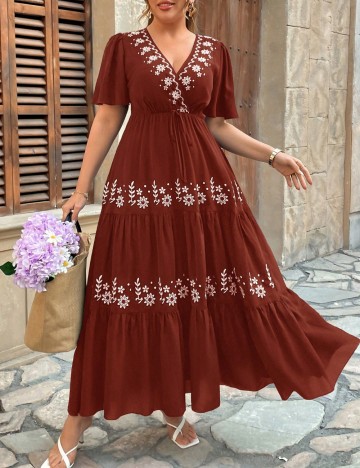 Rochie maxi Shein Curve+, maro